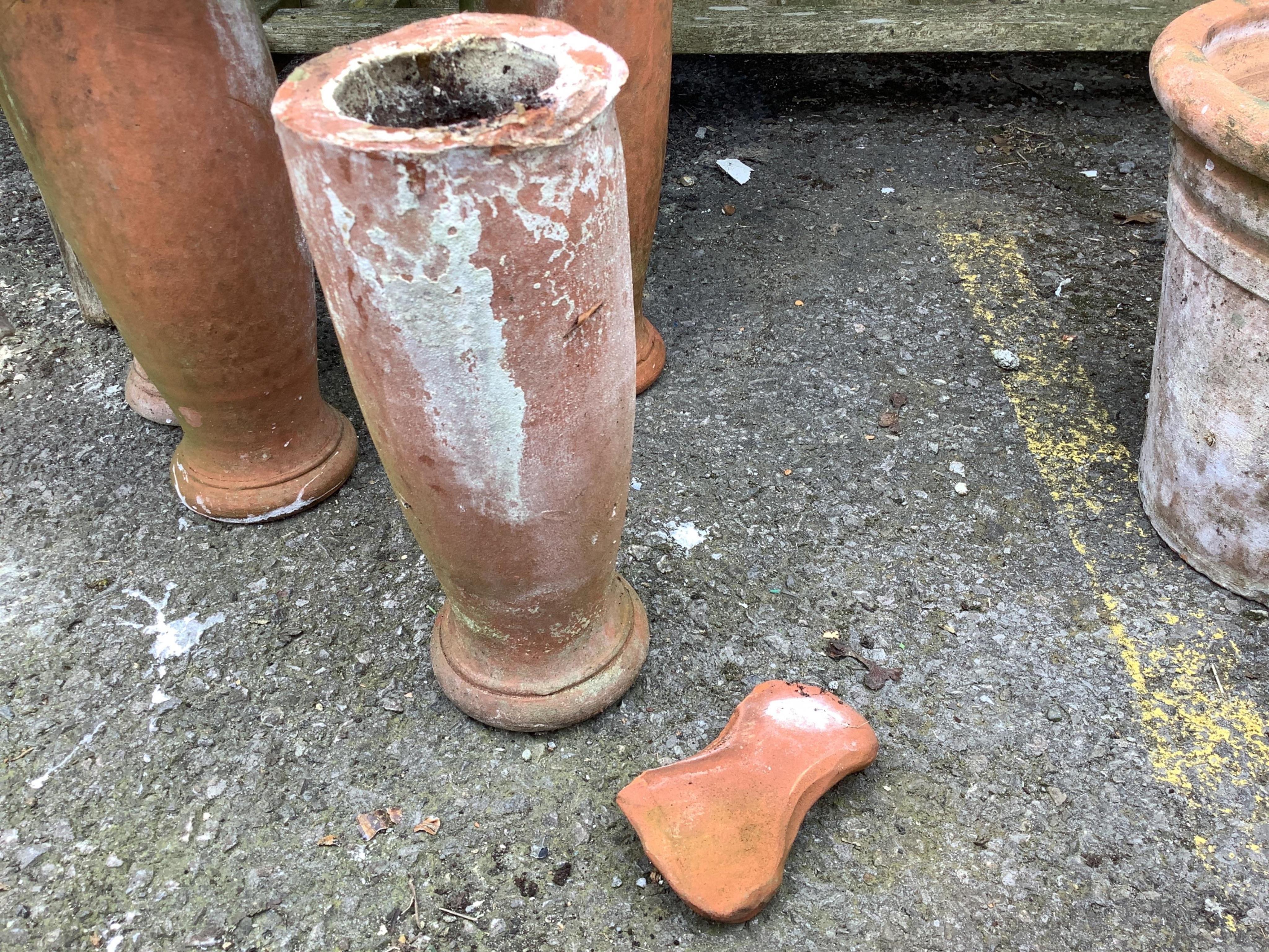 Assorted terracotta garden planters, largest height 52cm and an elephant planter. Condition - mainly good